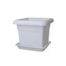 Pacote de vaso quadrado Terra com pires branco 26 x 26 x 21 cm