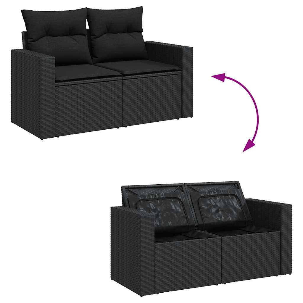 Set De Sofás De Jardín Y Cojines 8 Piezas Ratán Sintético Negro / Vetonek_4