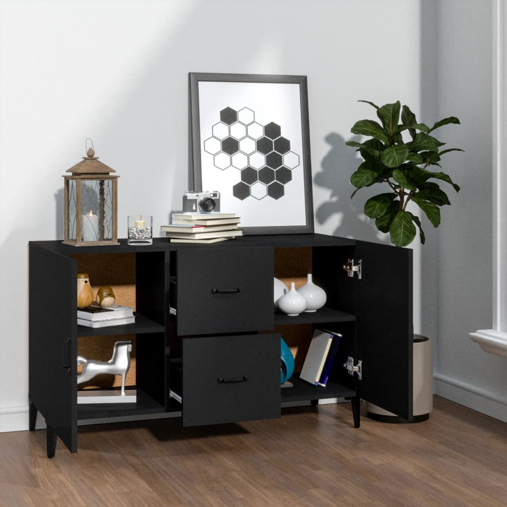 Aparador De Madera De Ingeniería Negro 100x36x60 Cm / Vetonek_3