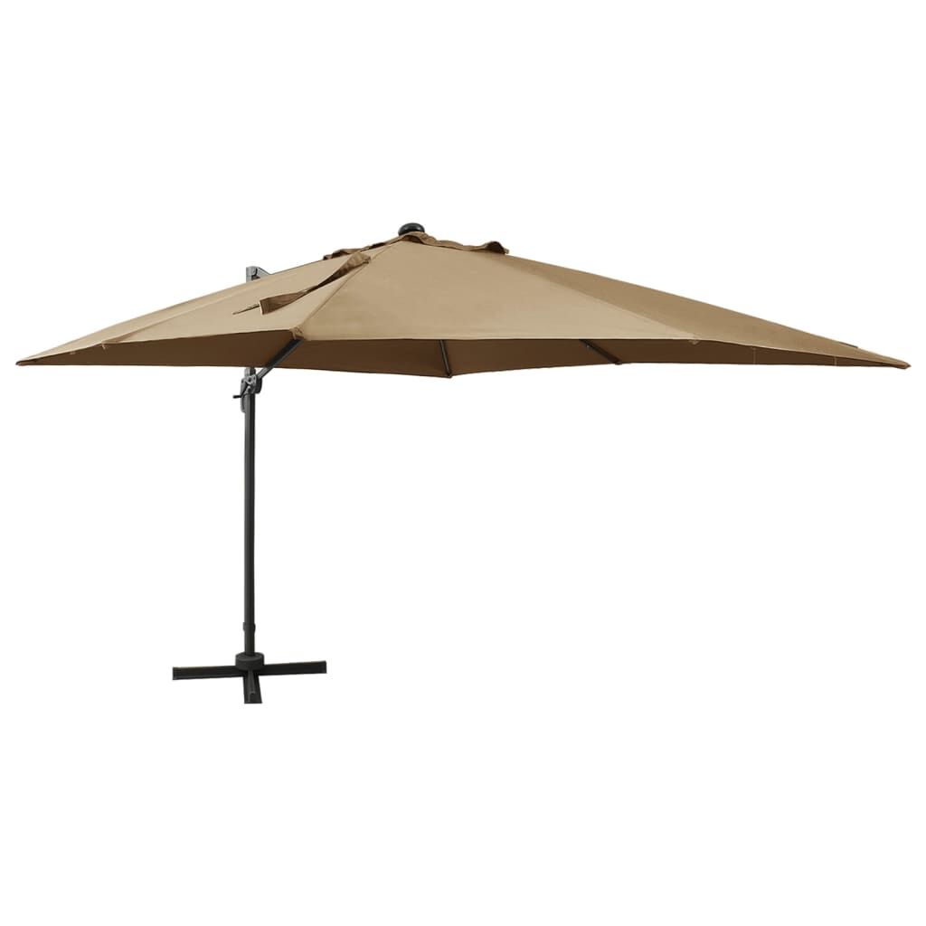 Vidaxl Sombrilla De Jardín Voladiza Con Palo Y Luces Led Taupe 300 Cm_0