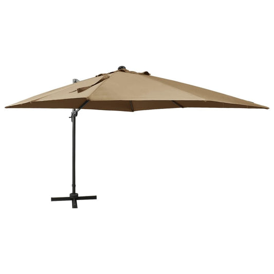 Vidaxl Sombrilla De Jardín Voladiza Con Palo Y Luces Led Taupe 300 Cm_0