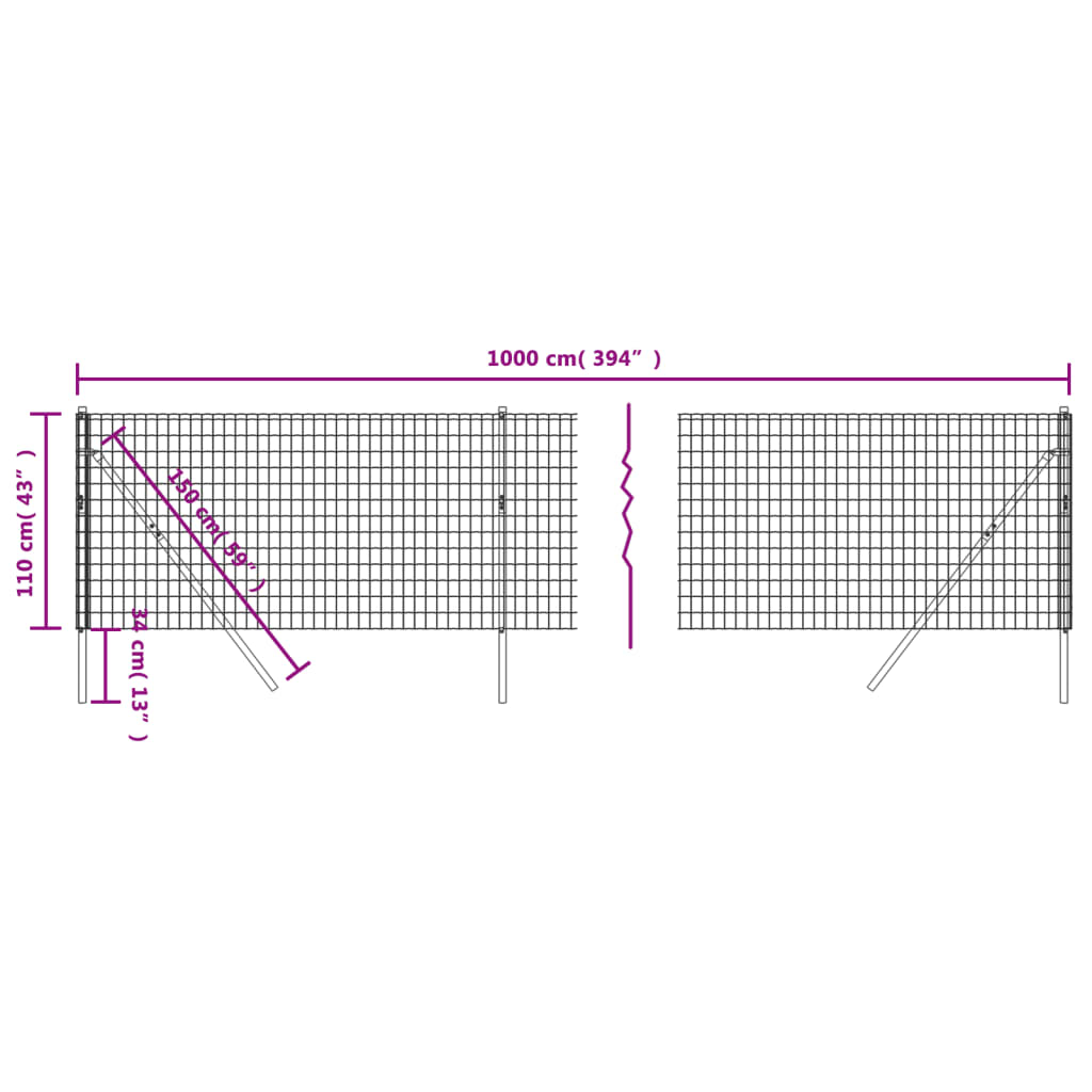 Cerca De Alambre De Acero Galvanizado Verde 1,1x10 M / Vetonek_0
