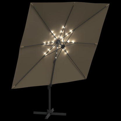 Vidaxl Sombrilla Voladiza Con Leds Gris Taupé 400x300 Cm_3