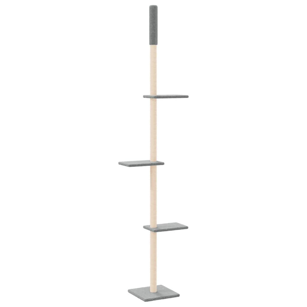 Vidaxl Árbol Rascador Gatos Suelo A Techo Gris Claro 267,5-297,5 Cm_4