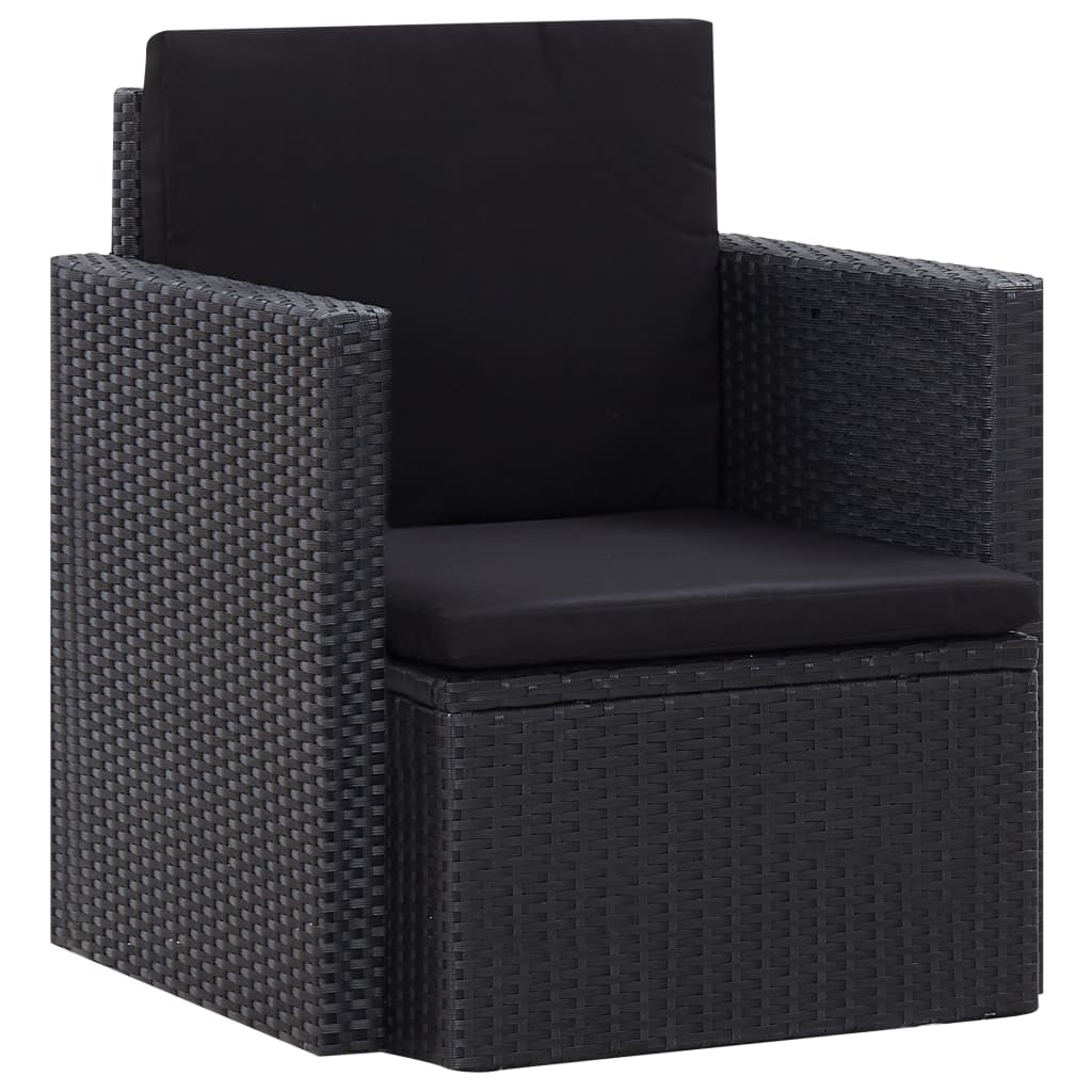 Vidaxl Sillón De Jardín Con Cojines Ratán Sintético Negro_0