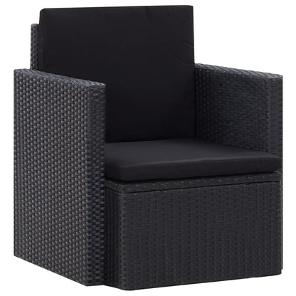 Vidaxl Sillón De Jardín Con Cojines Ratán Sintético Negro_0