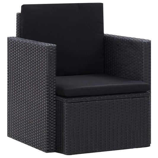 Vidaxl Sillón De Jardín Con Cojines Ratán Sintético Negro_0