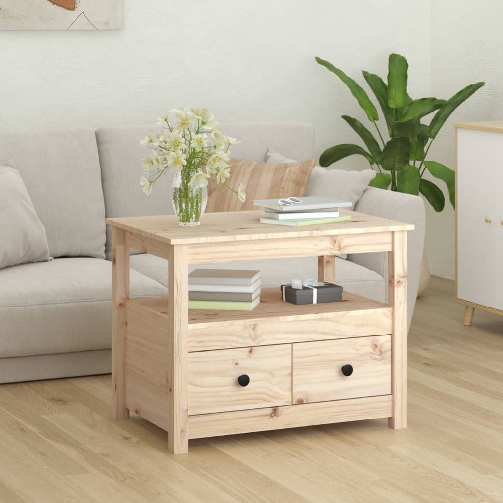 Mesa De Centro De Madera Maciza De Pino 71x49x55 Cm_1
