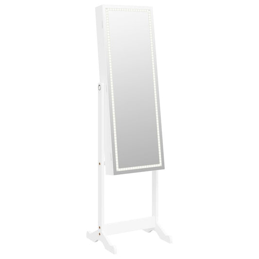 Vidaxl Espejo De Pie Con Joyero Y Luces Led Blanco_0