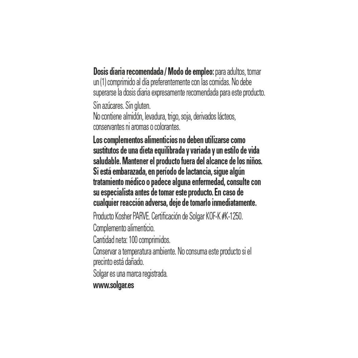 Vitamina B12 100 mcg Solgar 100 Comprimidos