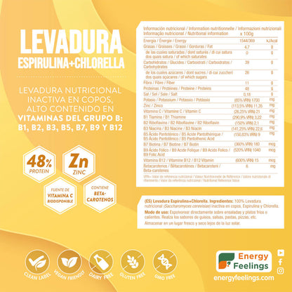 Levadura Nutricional con chlorella y espirulina XL Energy Feelings 250 g