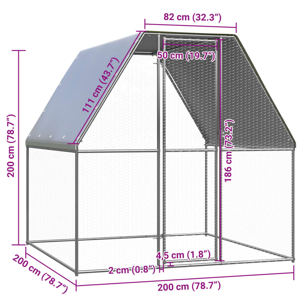 Vidaxl Jaula Gallinero De Exterior De Acero Galvanizado 2x2x2 M_2