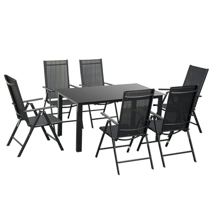 Outsunny Conjunto De Muebles De Jardín De Aluminio 7 Piezas Con 6 Sillas Y Mesa_0