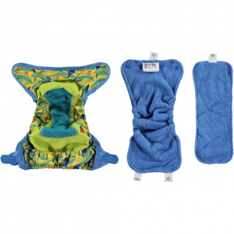 Fralda de bambu reutilizável Parrot Close Parent Pop-in com velcro