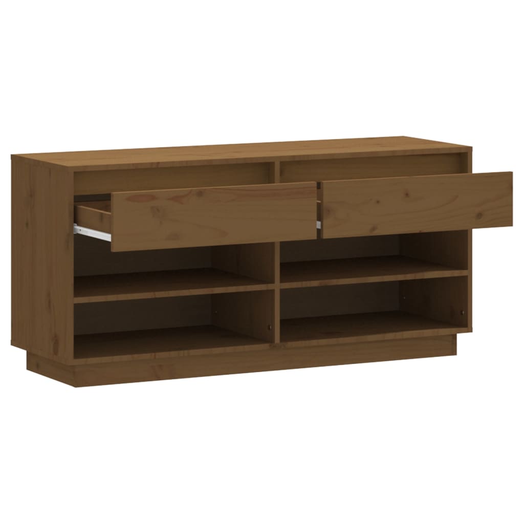 Mueble Zapatero De Madera Maciza Pino Marrón Miel 110x34x52 Cm / Vetonek_3
