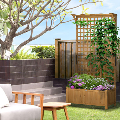Outsunny Jardinera Con Enrejado De Madera Para Trepadora Plantas 90x45x183 Cm_1