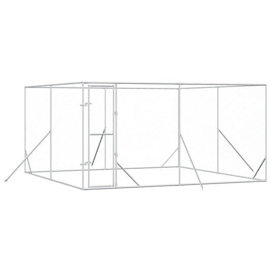 Perrera De Exterior Acero Galvanizado Plateado 4x4x2 M_0