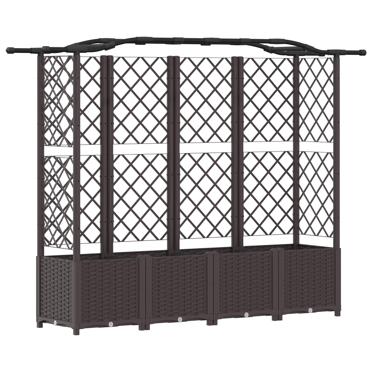 Cama Elevada Con Trellis Y Techo Marrón 204 X 40 X 138 Cm Pp_0