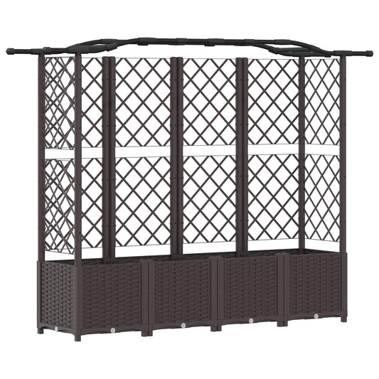 Cama Elevada Con Trellis Y Techo Marrón 204 X 40 X 138 Cm Pp_0