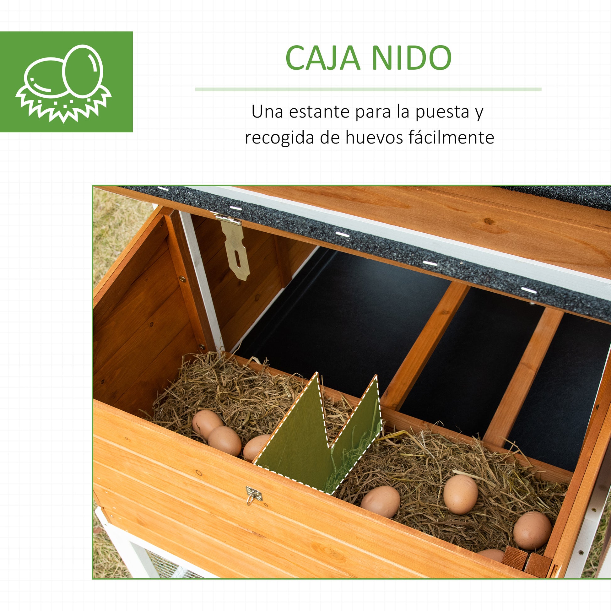 Pawhut Gallinero De Madera Exterior Para 2-4 Gallinas Con Nido Y Techo Abatible_5