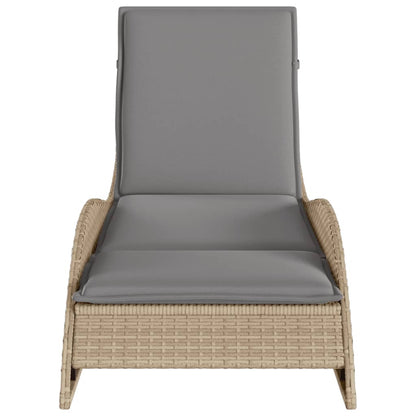 Tumbona Con Cojín Ratán Sintético Beige 60x205x73 Cm / Vetonek_3