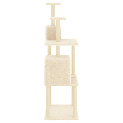 Rascador Para Gatos Con Postes De Sisal Color Crema 167 Cm_3