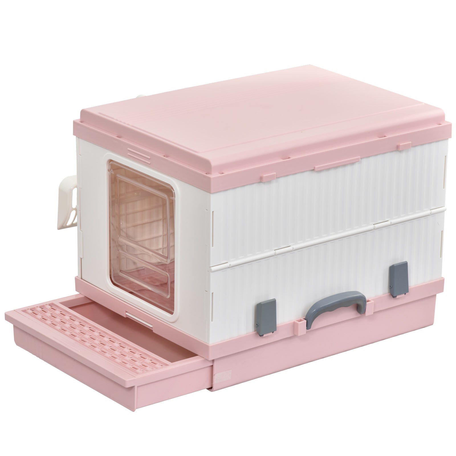 Pawhut Caja De Arena Para Gatos Plegable Portátil Con Orificio Abs 54x43x42_0