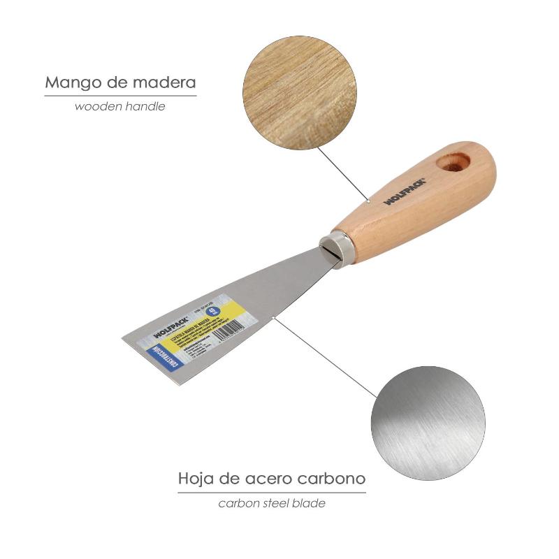 Espatula Mango Madera Hoja Acero 40 Mm. Espatula Yeso, Espatula Pintor, Espatula Masillas, Espatula Pladur, Etc.