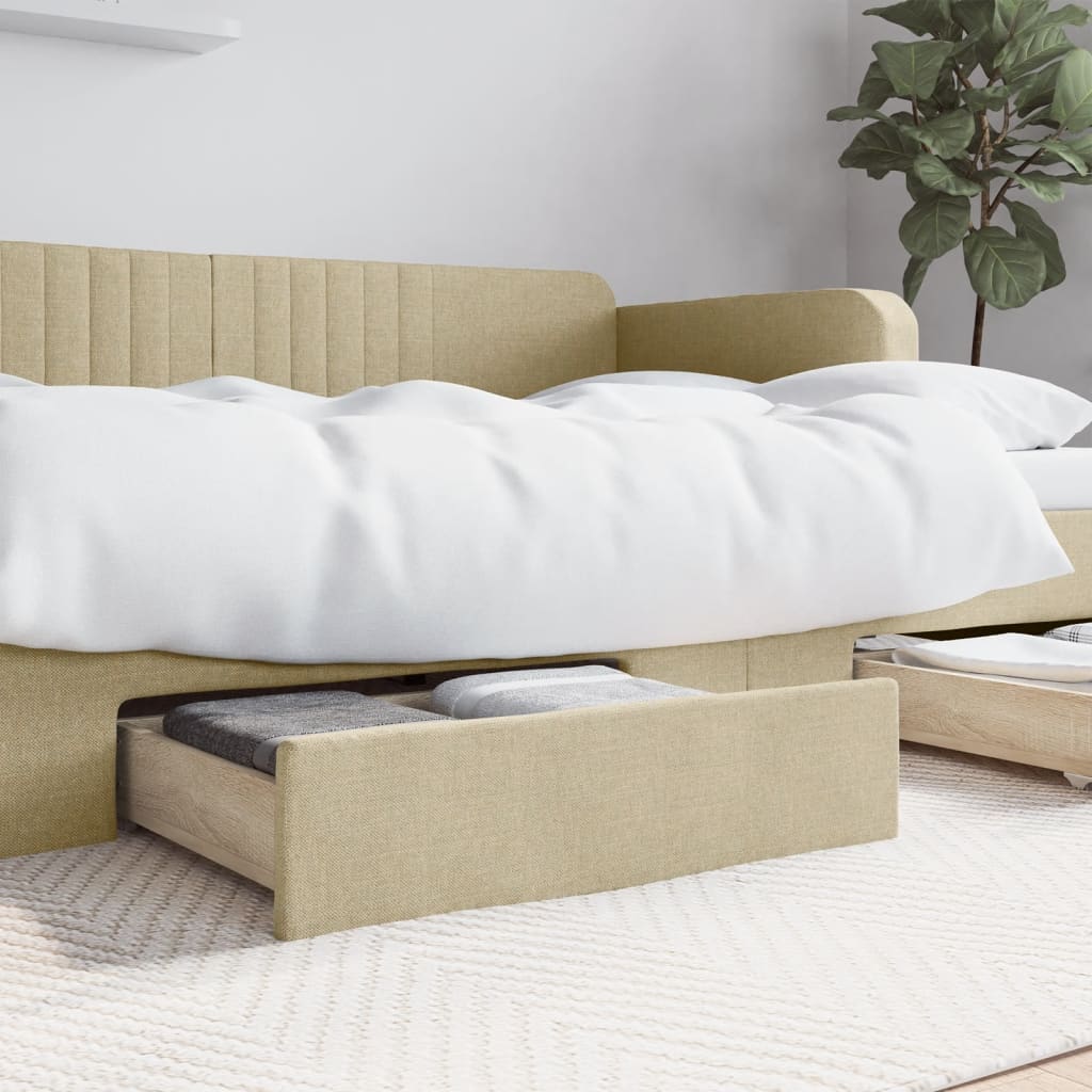 Cajones De Cama 2 Uds Madera De Ingeniería Y Tela Color Crema / Vetonek_3