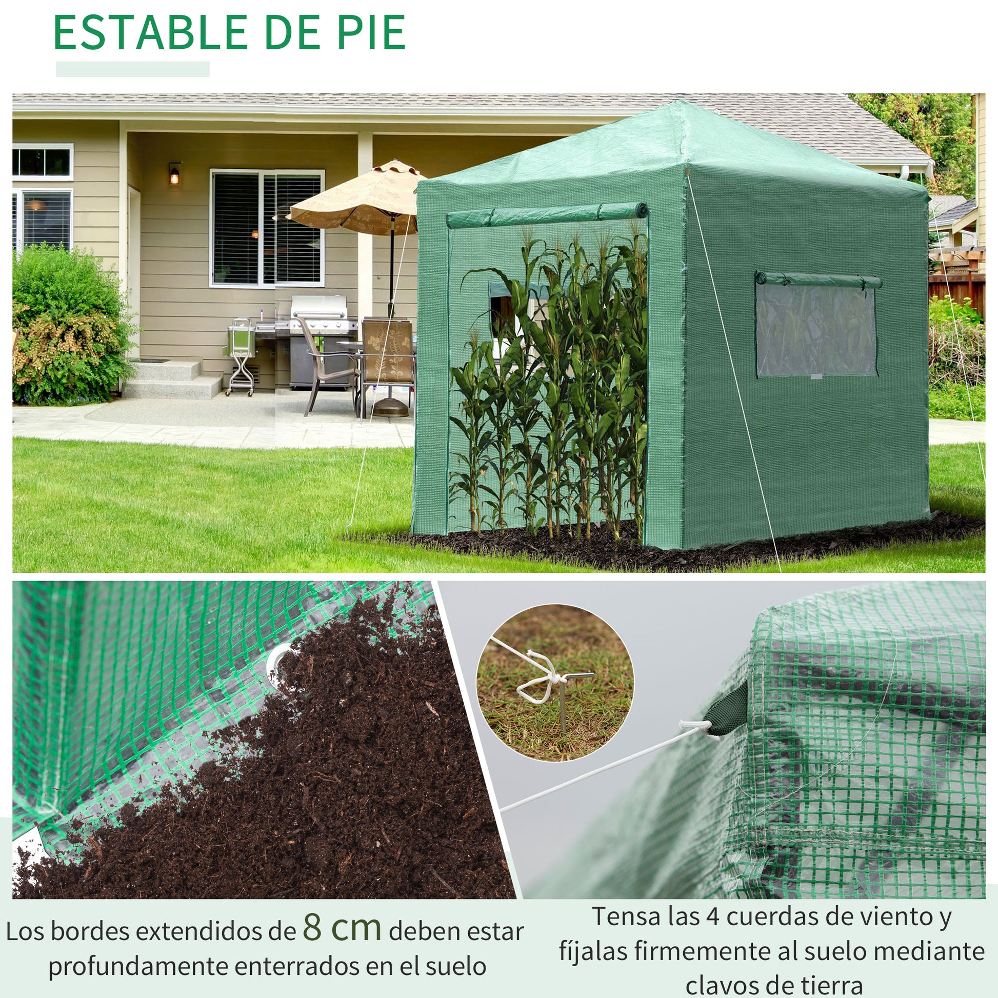 Outsunny Invernadero De Jardín Plegable Cultivo Planta 240x180x240 Cm De Acero_5