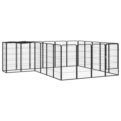 Jaula Perros 22 Paneles Acero Recubierto Polvo Negro 50x100 Cm_1