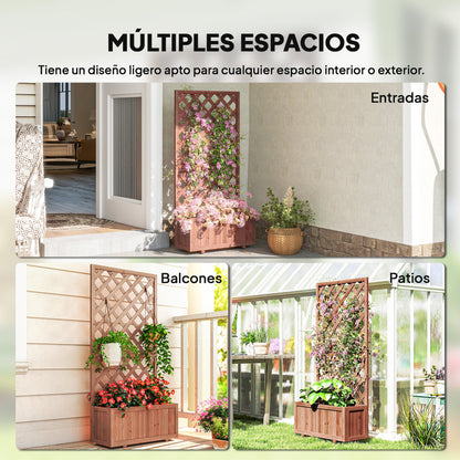 Outsunny Jardinera Con Enrejado De Madera Para Plantas Flores 72,5x31,5x149,5 Cm_5