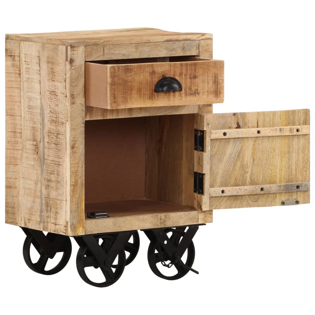 Mesita De Noche De Madera Maciza De Mango 40x30x57 Cm_0