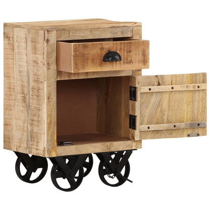 Mesita De Noche De Madera Maciza De Mango 40x30x57 Cm_0