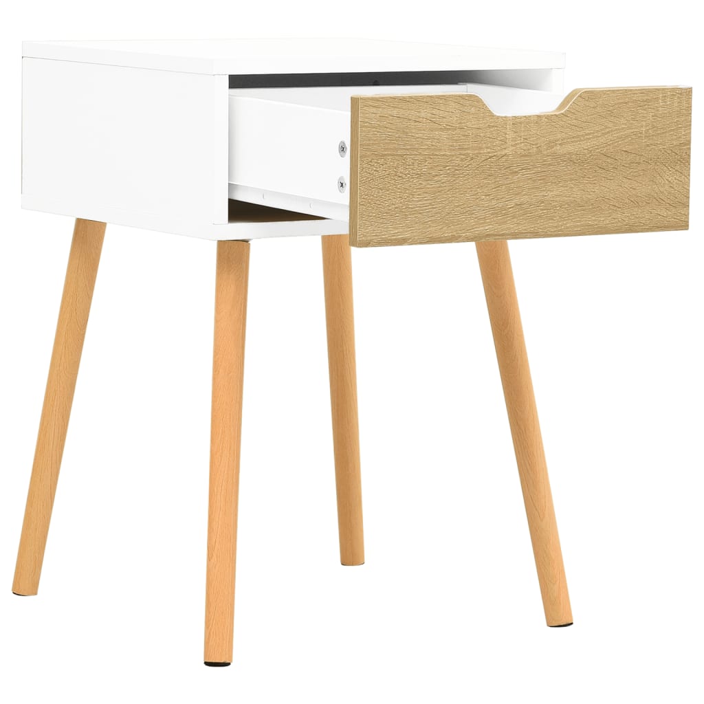 Mesita De Noche Madera Ingeniería Blanco Y Sonoma 40x40x56 Cm_4