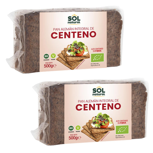 Embalagem de 2 pães de centeio integral biológico Sol Natural 500 g