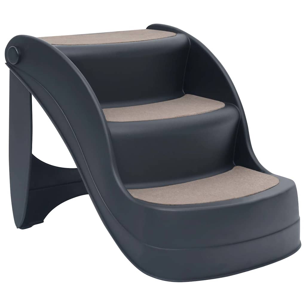 Escalera Para Perros Plegable De 3 Peldaños Gris Oscuro_0
