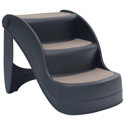 Escalera Para Perros Plegable De 3 Peldaños Gris Oscuro_0