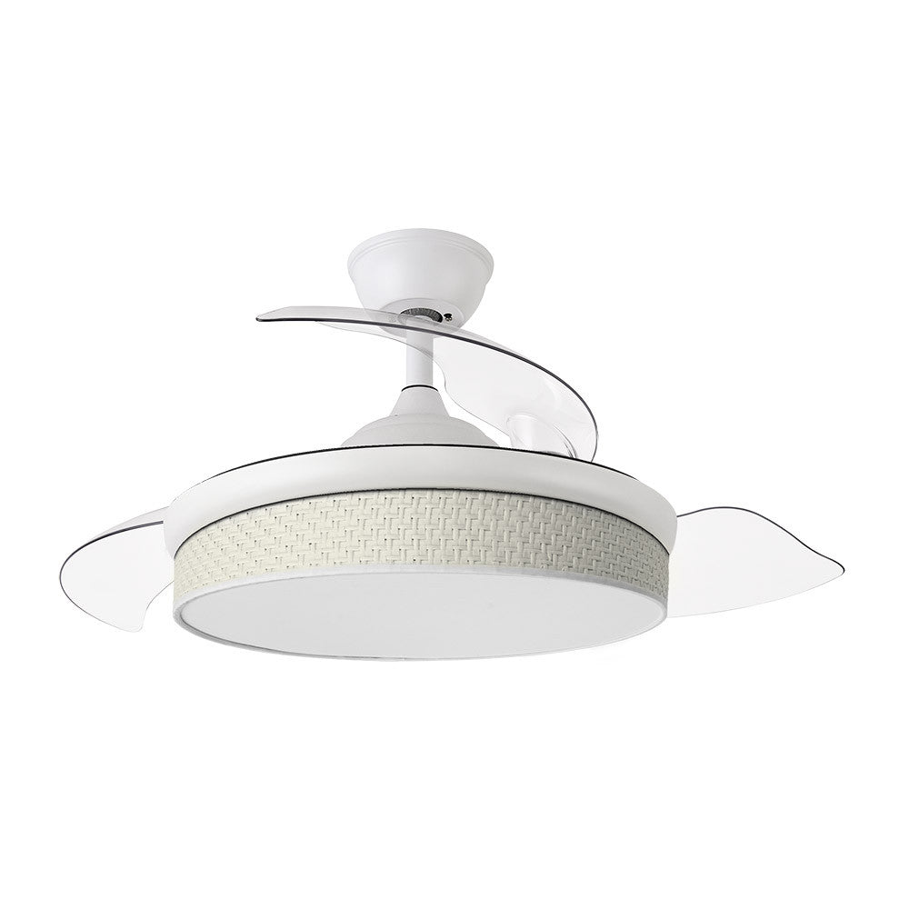 Ventilador Dc Moda 72w Blanco/caã±izo Blanco 108d 3aspas 7200lm 3000k,4000k,6000k Remoto+memoria+temporizador_1