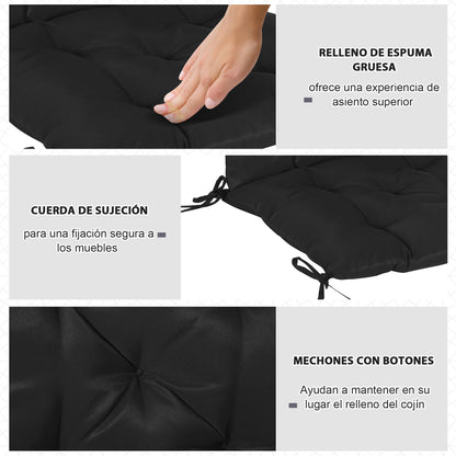 Outsunny Conjunto De 2 Cojines Para Silla Con Respaldo 50x98x8 Cm Negro_5