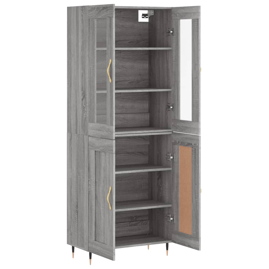 Aparador Alto Madera Contrachapada Gris Sonoma 69,5x34x180 Cm_3