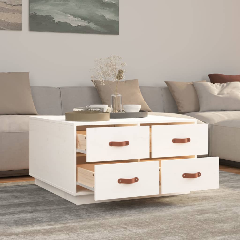 Mesa De Centro De Madera Maciza De Pino Blanco 80x80x45 Cm_2