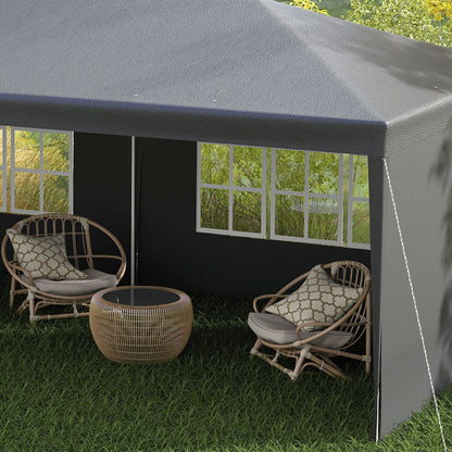 Outsunny Carpa De Jardín 6x3m Con 4 Paredes Laterales 2 Ventanas Visibles Gris_4