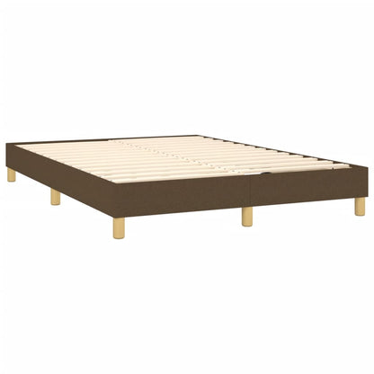 Cama Box Spring Con Colchón Led Tela Marrón Oscuro 140x200 Cm / Vetonek_2