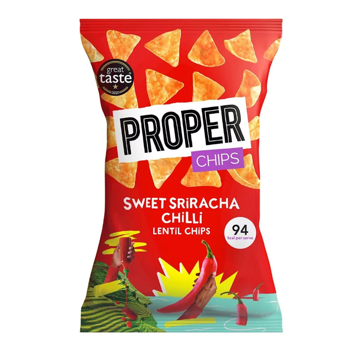 Nachos de lentilhas Sweet Sriracha Chili Proper 85 g