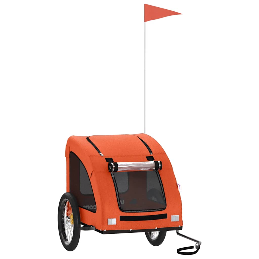 Remolque De Bicicleta Mascotas Hierro Tela Oxford Naranja_0