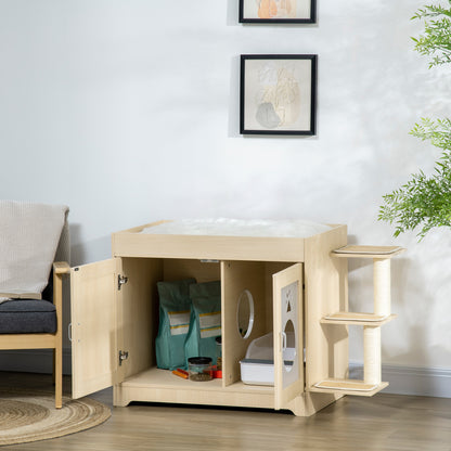 Pawhut Arenero Para Gatos De Madera Con 2 Puertas Cama Cojín Suave 107x54x70 Cm_1