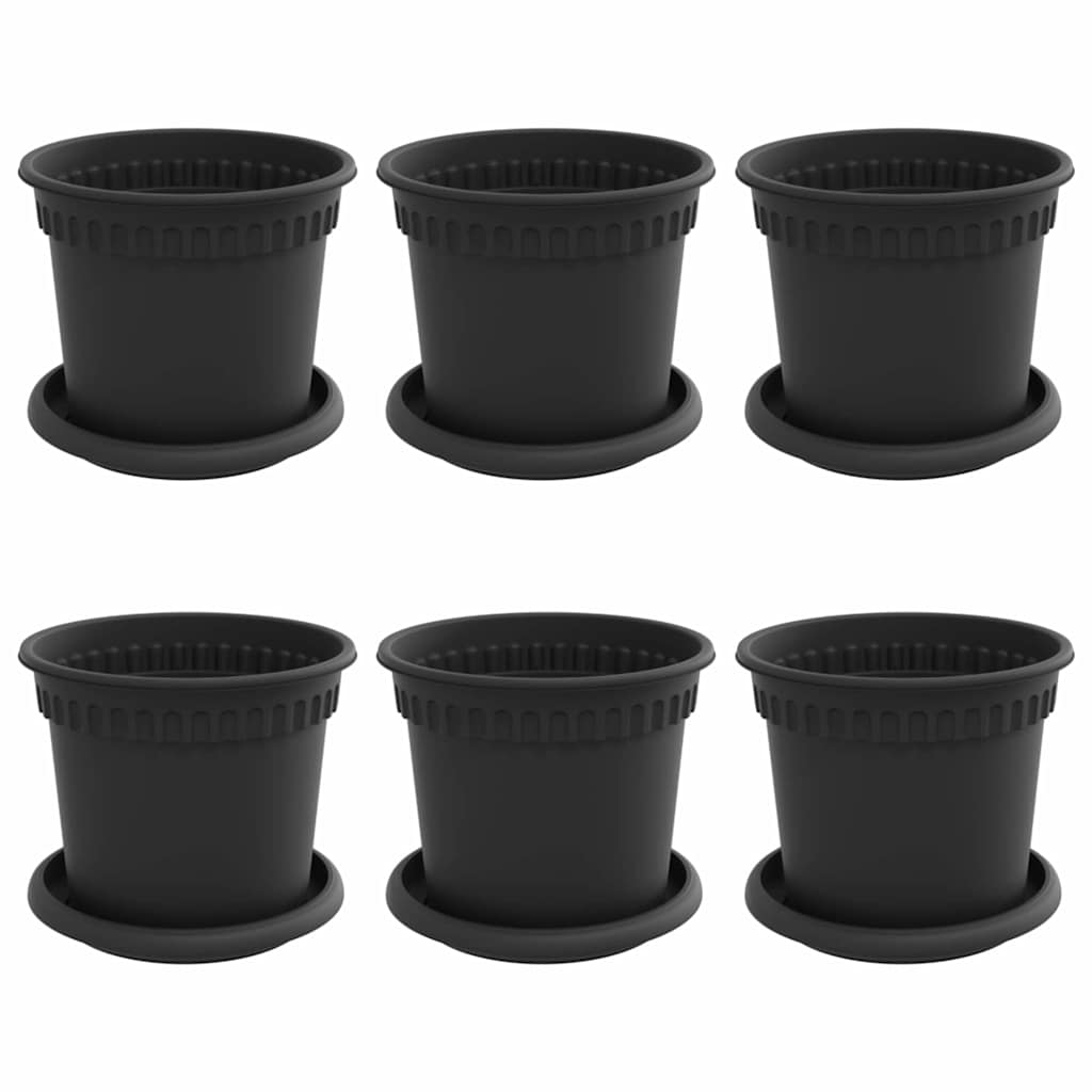 Macetas 6 Uds. Negro Plástico_0