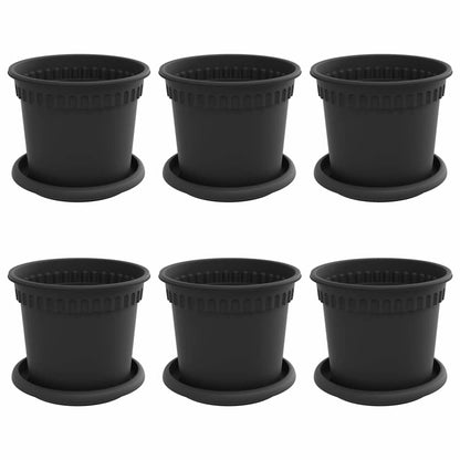Macetas 6 Pcs Negro Ø 15 X 12 Cm Plástico_0
