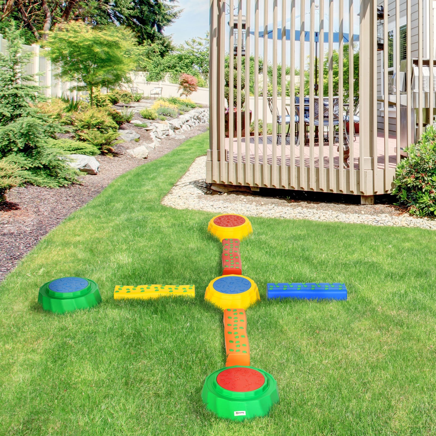 Outsunny Juego De 8 Piezas Viga De Equilibrio Para Niños De 3-6 Años Carga 50 Kg_1